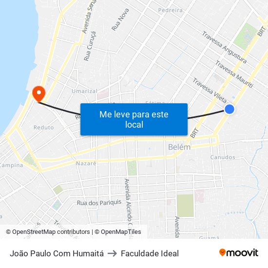 João Paulo Com Humaitá to Faculdade Ideal map