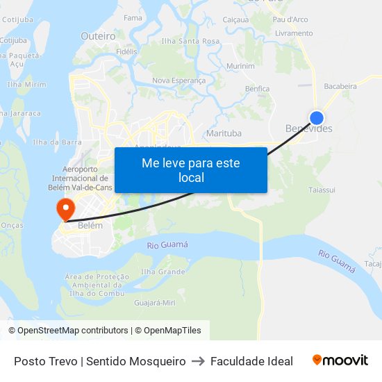 Posto Trevo | Sentido Mosqueiro to Faculdade Ideal map