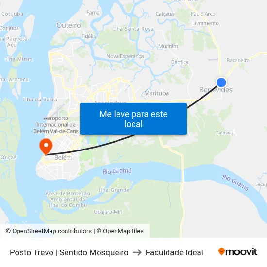Posto Trevo | Sentido Mosqueiro to Faculdade Ideal map