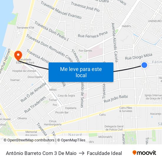 Antônio Barreto Com 3 De Maio to Faculdade Ideal map