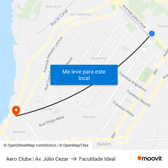 Aero Clube | Av. Júlio Cezar to Faculdade Ideal map