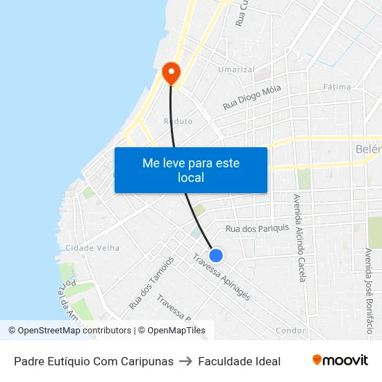 Padre Eutíquio Com Caripunas to Faculdade Ideal map