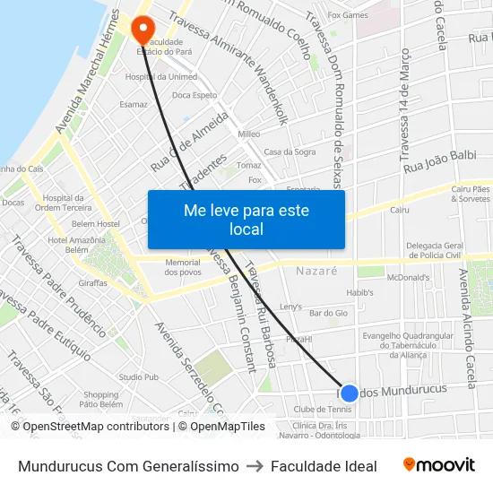 Mundurucus Com Generalíssimo to Faculdade Ideal map