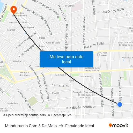 Mundurucus Com 3 De Maio to Faculdade Ideal map