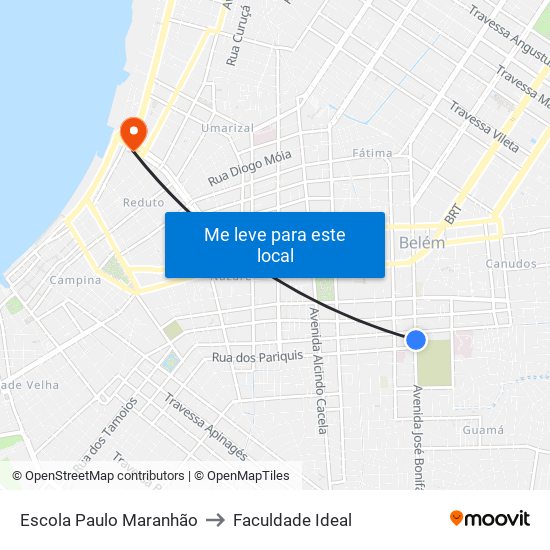 Escola Paulo Maranhão to Faculdade Ideal map