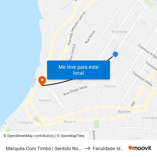 Marquês Com Timbó | Sentido Norte to Faculdade Ideal map