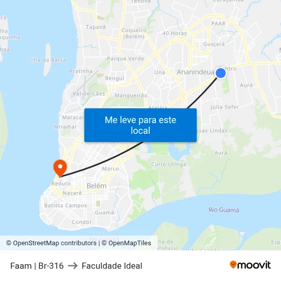 Faam | Br-316 to Faculdade Ideal map