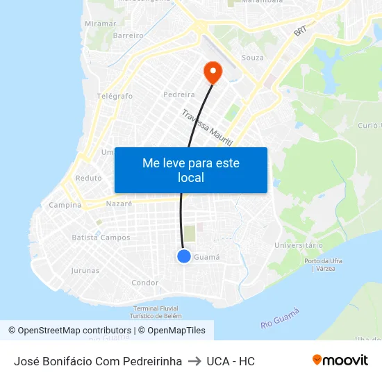José Bonifácio Com Pedreirinha to UCA - HC map