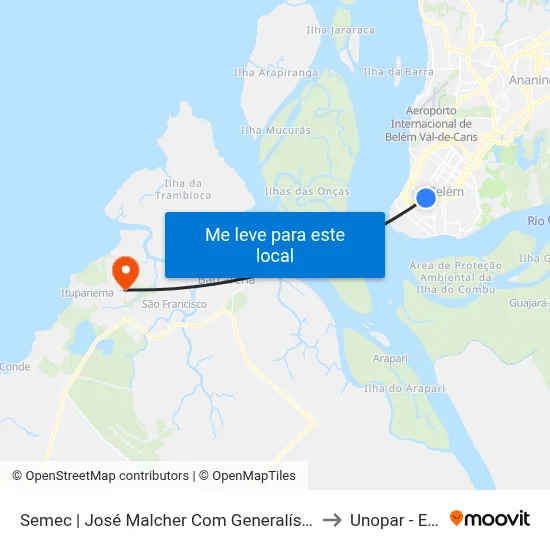 Semec | José Malcher Com Generalíssimo to Unopar - EAD map