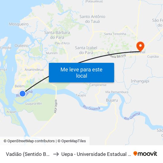 Vadião (Sentido Básico) to Uepa - Universidade Estadual Do Pará map