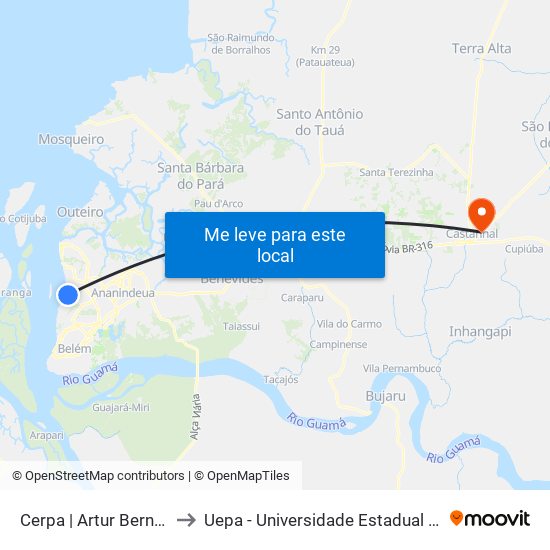 Cerpa | Artur Bernardes to Uepa - Universidade Estadual Do Pará map