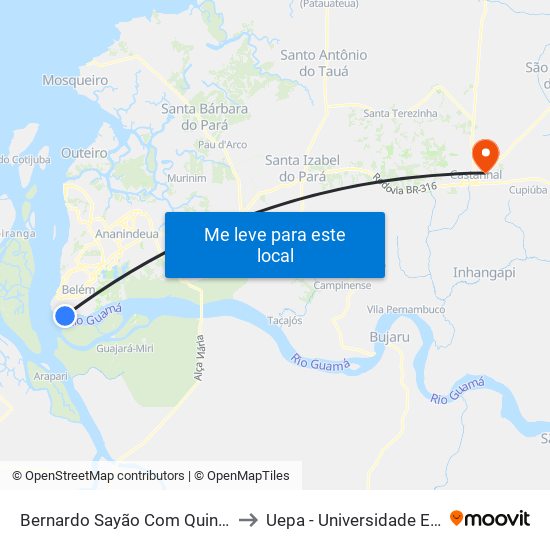 Bernardo Sayão Com Quintino | Sentido UFPA to Uepa - Universidade Estadual Do Pará map