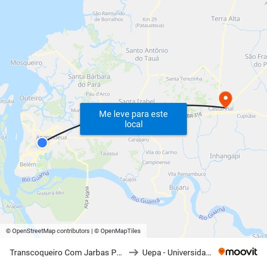 Transcoqueiro Com Jarbas Passarinho | Sentido Ananindeua to Uepa - Universidade Estadual Do Pará map