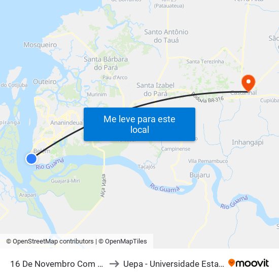 16 De Novembro Com Veiga Cabral to Uepa - Universidade Estadual Do Pará map