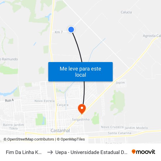 Fim Da Linha Km 07 to Uepa - Universidade Estadual Do Pará map
