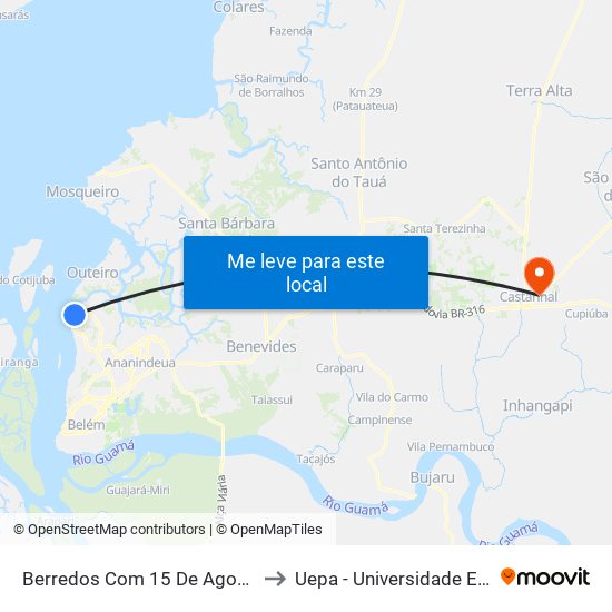 Berredos Com 15 De Agosto | Sentido Oeste to Uepa - Universidade Estadual Do Pará map