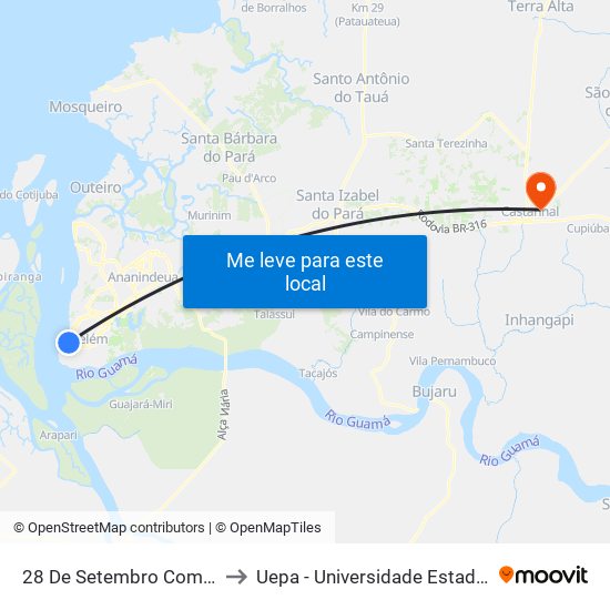 28 De Setembro Com Benjamin to Uepa - Universidade Estadual Do Pará map
