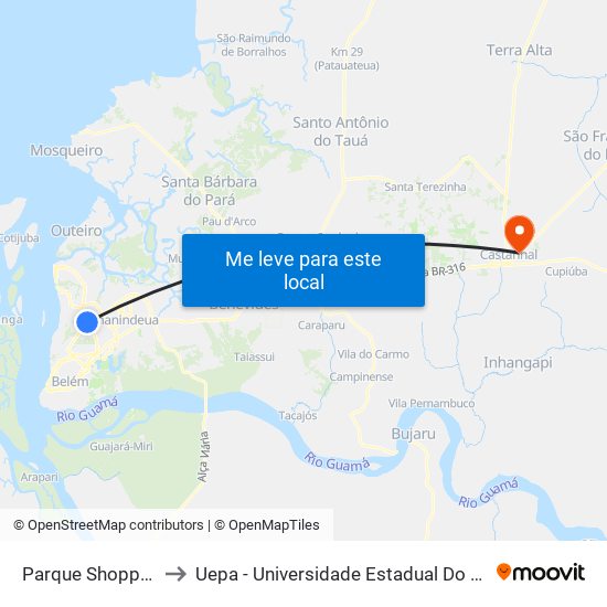 Parque Shopping to Uepa - Universidade Estadual Do Pará map
