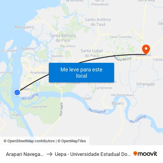 Arapari Navegação to Uepa - Universidade Estadual Do Pará map