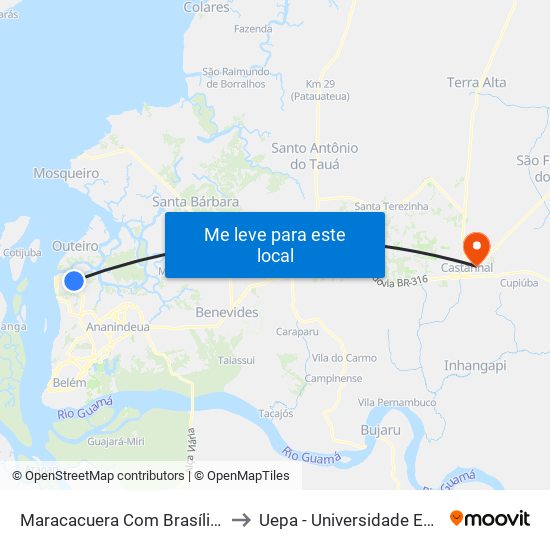 Maracacuera Com Brasília | Sentido Oeste to Uepa - Universidade Estadual Do Pará map
