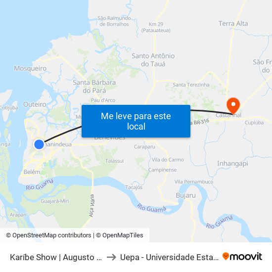 Karíbe Show | Augusto Montenegro to Uepa - Universidade Estadual Do Pará map