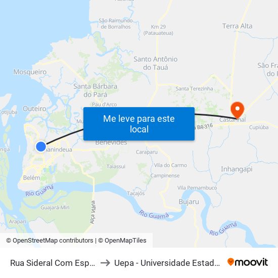 Rua Sideral Com Esperantista to Uepa - Universidade Estadual Do Pará map