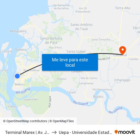 Terminal Marex | Av. Júlio Cezar to Uepa - Universidade Estadual Do Pará map