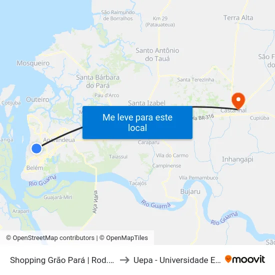 Shopping Grão Pará | Rod. Dos Trabalhadores to Uepa - Universidade Estadual Do Pará map