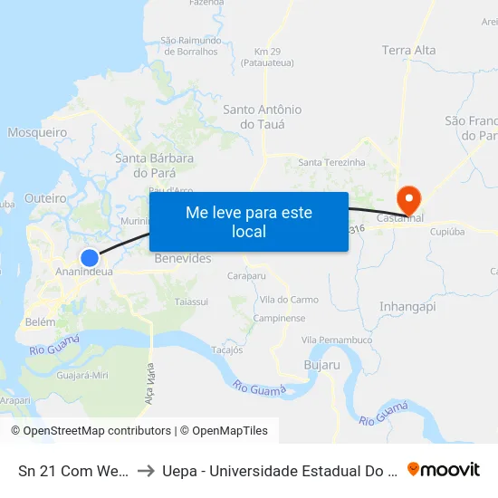 Sn 21 Com We 87 to Uepa - Universidade Estadual Do Pará map