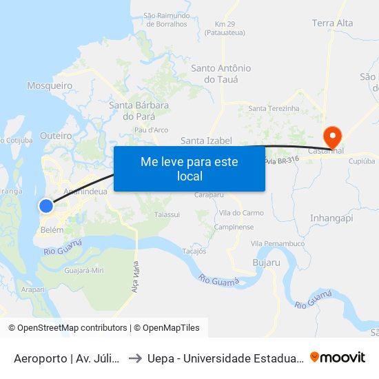 Aeroporto | Av. Júlio Cezar to Uepa - Universidade Estadual Do Pará map