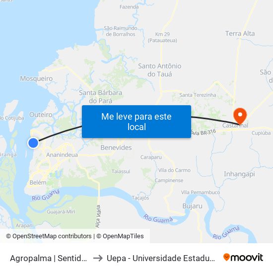 Agropalma | Sentido Norte to Uepa - Universidade Estadual Do Pará map