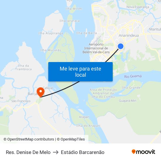 Res. Denise De Melo to Estádio Barcarenão map