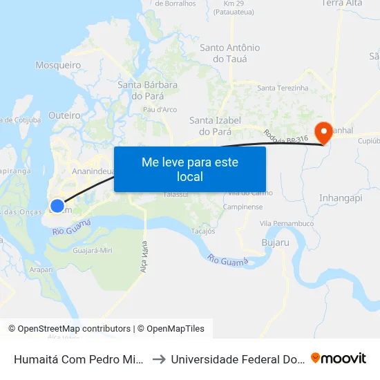 Humaitá Com Pedro Miranda to Universidade Federal Do Pará map