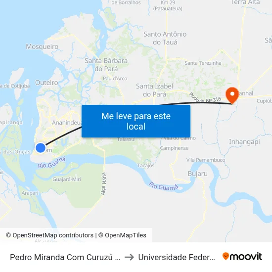 Pedro Miranda Com Curuzú | Sentido Sul to Universidade Federal Do Pará map