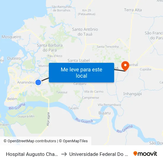 Hospital Augusto Chaves to Universidade Federal Do Pará map