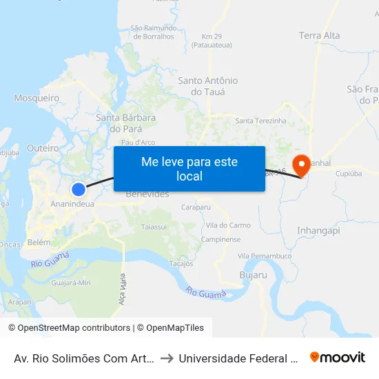 Av. Rio Solimões Com Arterial 5b to Universidade Federal Do Pará map