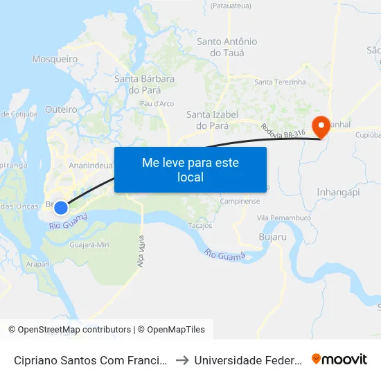 Cipriano Santos Com Francisco Monteiro to Universidade Federal Do Pará map