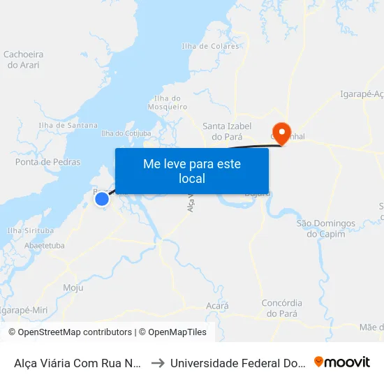 Alça Viária Com Rua Nova 1 to Universidade Federal Do Pará map