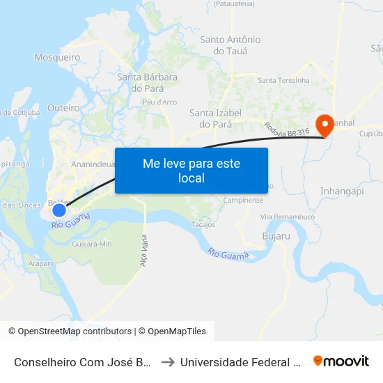 Conselheiro Com José Bonifácio to Universidade Federal Do Pará map