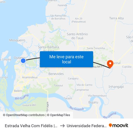 Estrada Velha Com Fidélis | Sentido Sul to Universidade Federal Do Pará map