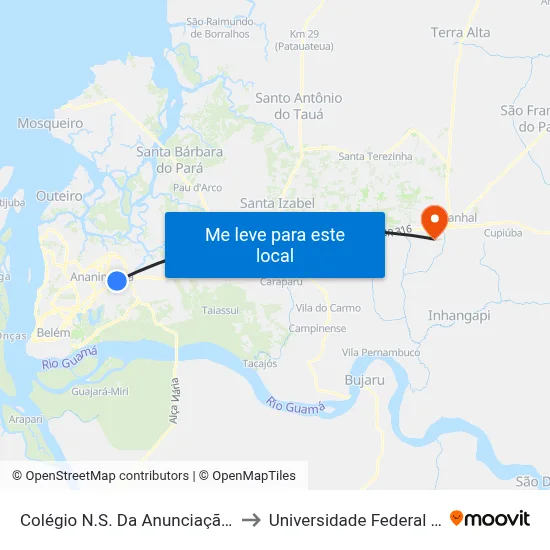 Colégio N.S. Da Anunciação | Br-316 to Universidade Federal Do Pará map