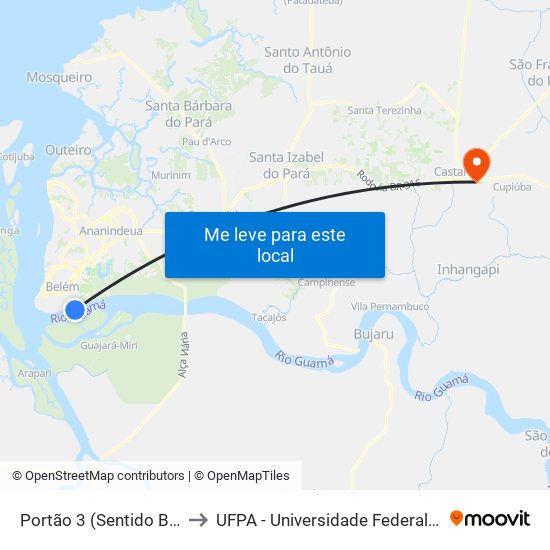 Portão 3 (Sentido Básico) to UFPA - Universidade Federal Do Pará map