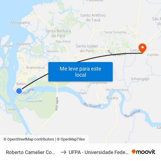 Roberto Camelier Com Gaiapos to UFPA - Universidade Federal Do Pará map