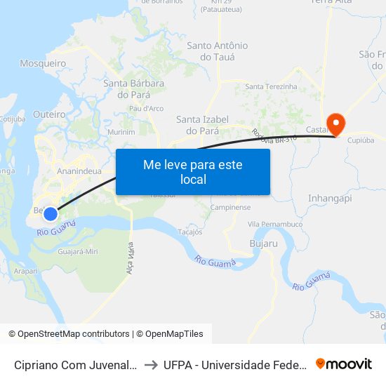 Cipriano Com Juvenal Cordeiro to UFPA - Universidade Federal Do Pará map