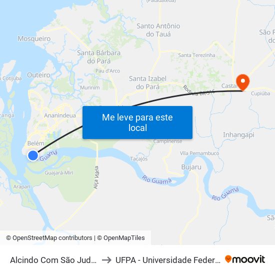 Alcindo Com São Judas Tadeu to UFPA - Universidade Federal Do Pará map