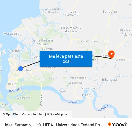 Ideal Samambaia to UFPA - Universidade Federal Do Pará map