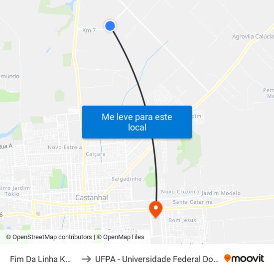 Fim Da Linha Km 07 to UFPA - Universidade Federal Do Pará map