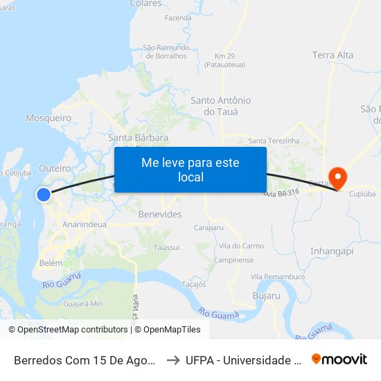 Berredos Com 15 De Agosto | Sentido Oeste to UFPA - Universidade Federal Do Pará map
