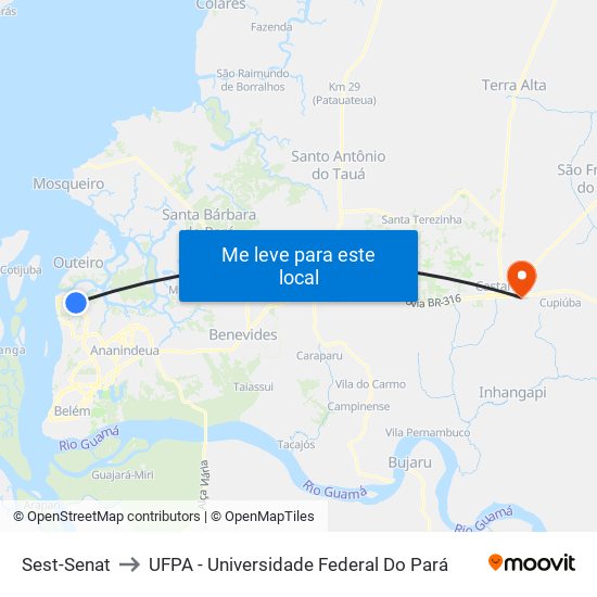 Sest-Senat to UFPA - Universidade Federal Do Pará map