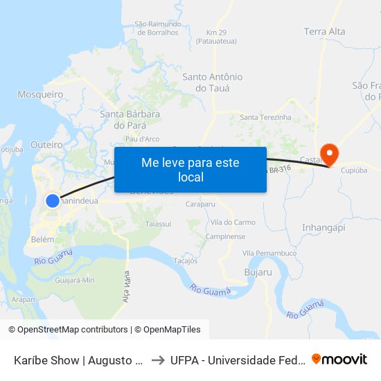 Karíbe Show | Augusto Montenegro to UFPA - Universidade Federal Do Pará map